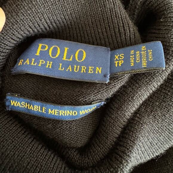 Polo Ralph Lauren Washable Merino Wool Sweater Dress Black Turtleneck Knit Sz XS - Picture 5 of 6